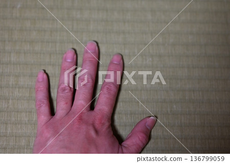 Hands placed on the tatami Hands placed on the tatami 136799059