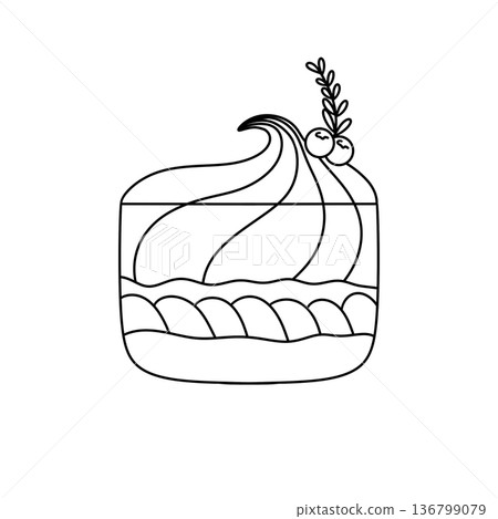 A white background with a black and white drawing of a dessert A white background with a black and white drawing of a dessert 136799079