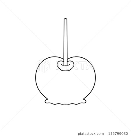 A stick is inserted into a red apple A stick is inserted into a red apple 136799080