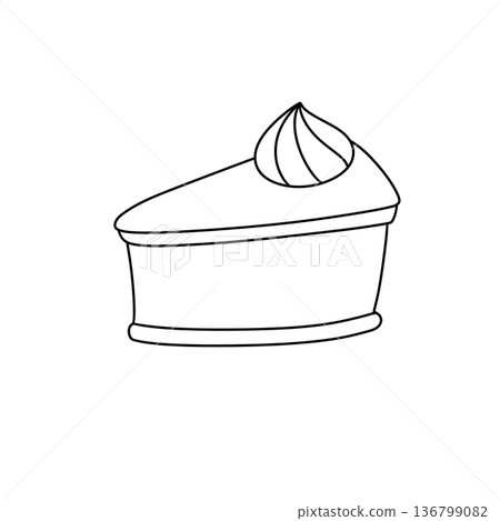 A slice of cake with whipped cream on top 136799082
