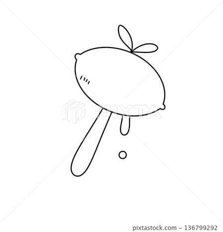 A cartoon drawing of a lemon with a stick A cartoon drawing of a lemon with a stick 136799292