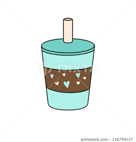 A cartoon cup with hearts on it A cartoon cup with hearts on it 136799327