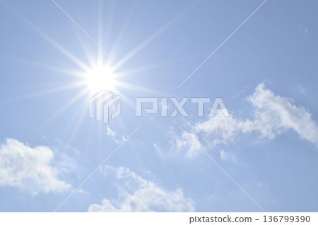 Blue sky and sun, direct sunlight, free space image (Fix photo) Blue sky and sun, direct sunlight, free space image (Fix photo) 136799390