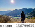 健行者們在觀景台上欣賞風景。 136799635