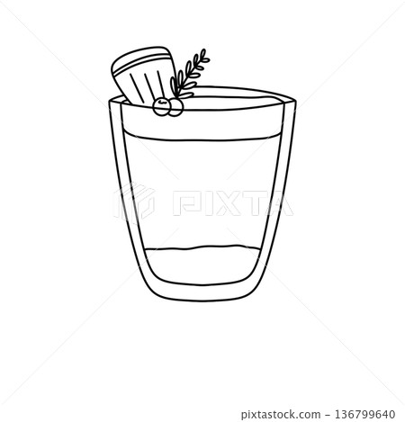A glass of drink with a garnish on top 136799640