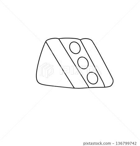 A white cake with three dots on it 136799742