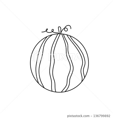 A watermelon is drawn in black and white A watermelon is drawn in black and white 136799892