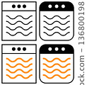 Four microwave safe icons in different colors showing appliance usability and safety standards 136800198