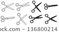 Scissor icons in different positions showing open and closed forms for design use 136800214