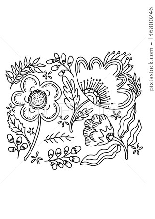 Line drawing of abstract ornament, coloring page. Line drawing of abstract ornament, coloring page. 136800246