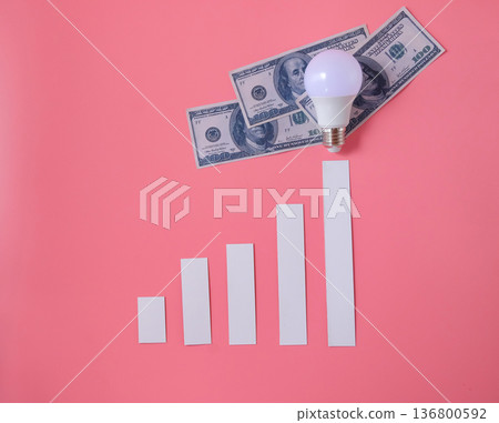 A charts graphic bar with money. Financial development. A charts graphic bar with money. Financial development. 136800592