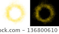 Realistic circular yellow smoke frame with soft edges and transparent texture isolated on white and black backgrounds for design use 136800610