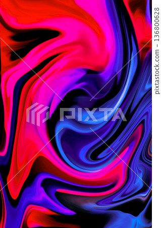 Black background with blue and red marble pattern 136800628