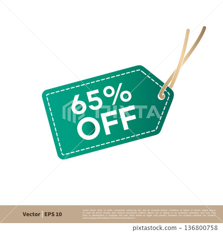 65% Discount Hang Tag Vector Template. Flat Design Illustration Design. Vector EPS 10. 136800758
