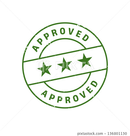 Approved Stamp. Approved Round Sign With Ribbon 136801130