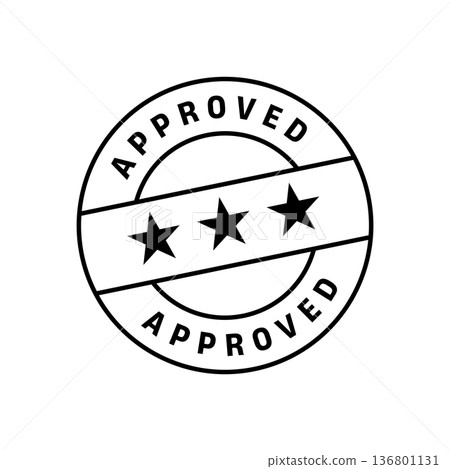 Approved Stamp. Approved Round Sign With Ribbon Approved Stamp. Approved Round Sign With Ribbon 136801131