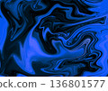 黑色和藍色的流動大理石紋 136801577