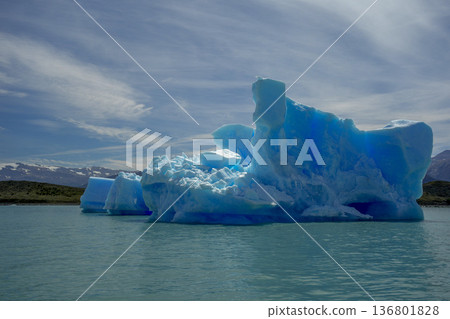 light blue iceberg detail near while cruising to spegazzini glacier los glaciares park argentina 136801828