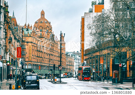 Knightsbridge, London, lined with luxury department stores Knightsbridge, London, lined with luxury department stores 136801880