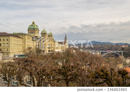 Federal Palace of Switzerland and Kirchenfeldbrucke Bridge Federal Palace of Switzerland and Kirchenfeldbrucke Bridge 136801983