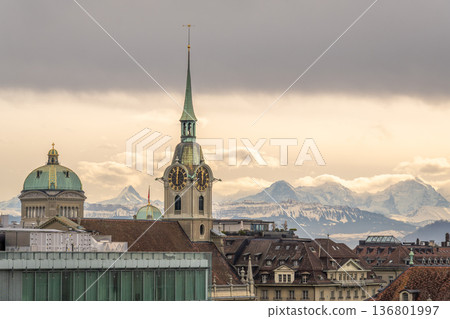 Cityscape of Bern, Switzerland and Swiss Alps. Cityscape of Bern, Switzerland and Swiss Alps. 136801997