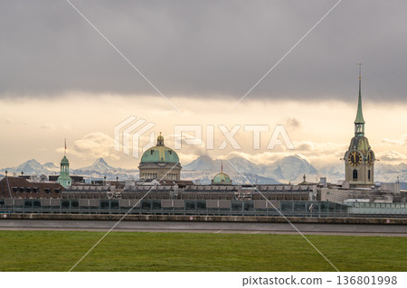 Cityscape of Bern, Switzerland and Swiss Alps. 136801998