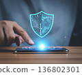 Smartphone security protection image | Digital shield and cybersecurity concept 136802301