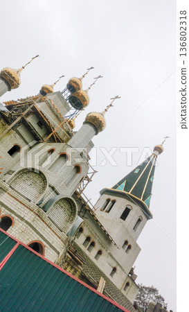 The Architecture backgrounds. Construction of an Orthodox church. The Architecture backgrounds. Construction of an Orthodox church. 136802318