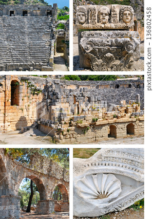 Monumental Ruins of Lycian Rock Tombs and Classic Theater Monumental Ruins of Lycian Rock Tombs and Classic Theater 136802458