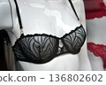 closeup of black bra on mannequin in fashion store showroom for women 136802602
