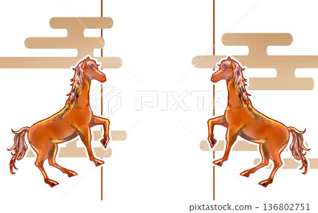 Year of the Horse, New Year's image, mist, chestnut hair, copy space Year of the Horse, New Year's image, mist, chestnut hair, copy space 136802751