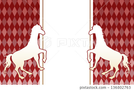 Year of the Horse New Year Image Copy Space Argyle Pattern Silhouette White Horse Year of the Horse New Year Image Copy Space Argyle Pattern Silhouette White Horse 136802763