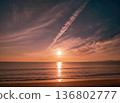 Sunset background with ocean and setting sun 136802777