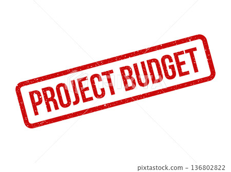 Distressed rectangular rubber stamp with project budget text for financial planning cost estimation documents Distressed rectangular rubber stamp with project budget text for financial planning cost estimation documents 136802822