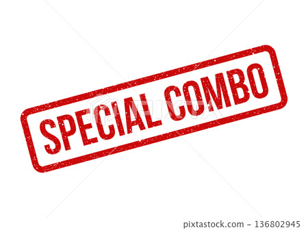 Distressed rectangular stamp with textured border showcasing a special combo offer for product bundling and promotions Distressed rectangular stamp with textured border showcasing a special combo offer for product bundling and promotions 136802945