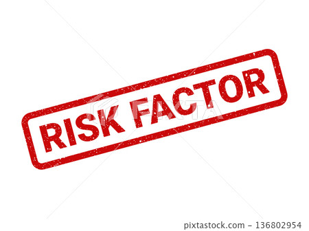Distressed red grunge rubber stamp mark with RISK FACTOR text, highlighting potential hazard elements for business assessment Distressed red grunge rubber stamp mark with RISK FACTOR text, highlighting potential hazard elements for business assessment 136802954