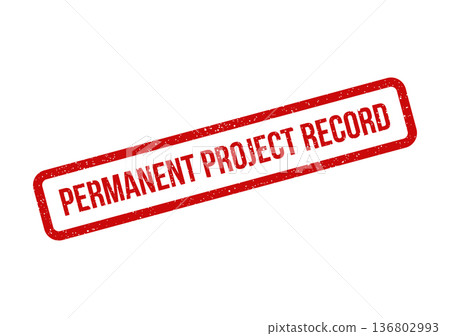 Distressed red rectangle stamp marking permanent project record status for official documentation Distressed red rectangle stamp marking permanent project record status for official documentation 136802993