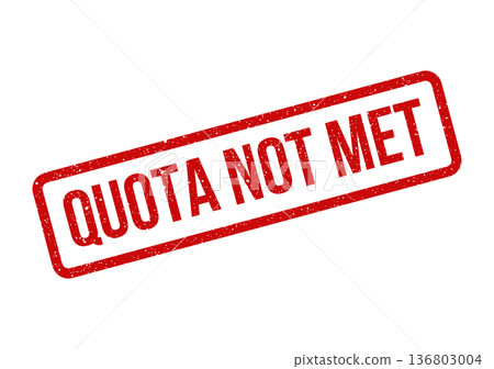 Distressed red rectangular marking signaling an unfulfilled status for a specific operational or sales quota Distressed red rectangular marking signaling an unfulfilled status for a specific operational or sales quota 136803004