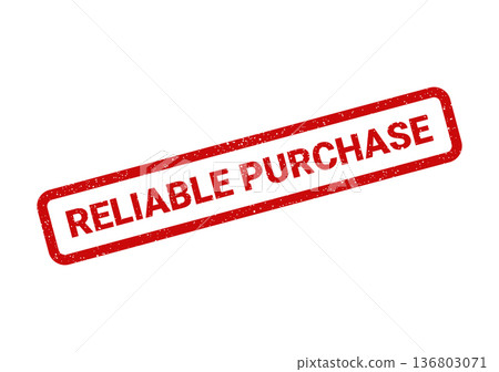 Distressed red rectangular stamp displaying RELIABLE PURCHASE for customer confidence and verified product quality Distressed red rectangular stamp displaying RELIABLE PURCHASE for customer confidence and verified product quality 136803071
