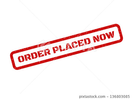 Distressed red rectangular stamp emphasizing an order placed immediately for quick processing updates Distressed red rectangular stamp emphasizing an order placed immediately for quick processing updates 136803085