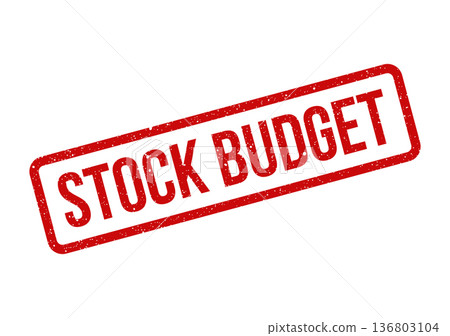 Distressed red rectangular stamp impression clearly displaying STOCK BUDGET for financial planning and resource allocation 136803104