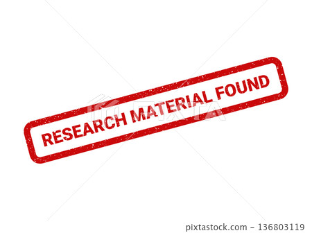 Distressed red rectangular stamp marking the successful finding of research material or specific data Distressed red rectangular stamp marking the successful finding of research material or specific data 136803119