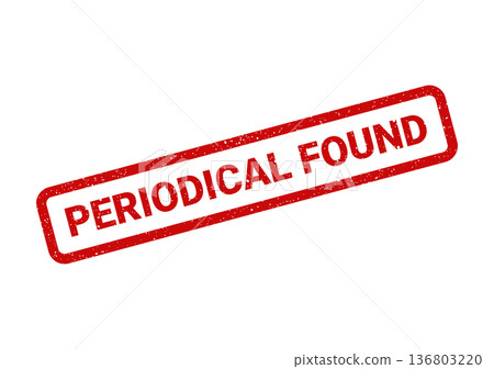 Distressed red rubber stamp displaying the message periodical found, indicating a discovery or retrieval status 136803220