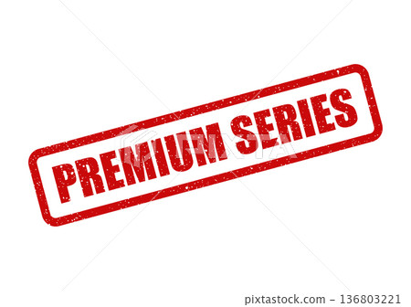 Distressed red rubber stamp displaying the message PREMIUM SERIES for product collections or limited editions Distressed red rubber stamp displaying the message PREMIUM SERIES for product collections or limited editions 136803221