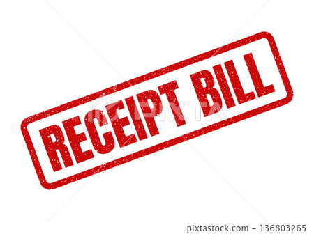 Distressed red rubber stamp featuring RECEIPT BILL text for financial transaction documentation Distressed red rubber stamp featuring RECEIPT BILL text for financial transaction documentation 136803265