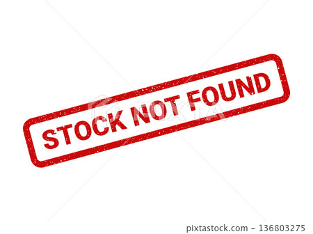 Distressed red rubber stamp featuring STOCK NOT FOUND text within a clear rectangular outline, indicating missing inventory Distressed red rubber stamp featuring STOCK NOT FOUND text within a clear rectangular outline, indicating missing inventory 136803275
