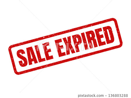 Distressed red rubber stamp graphic displaying sale expired for promotional offers and time limited deals Distressed red rubber stamp graphic displaying sale expired for promotional offers and time limited deals 136803288