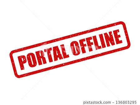 Distressed red rubber stamp graphic signaling that a digital portal or system is currently offline Distressed red rubber stamp graphic signaling that a digital portal or system is currently offline 136803295