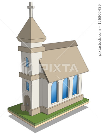 Church. Perspective view. Isolated on white background. Vector illustration. 136803459
