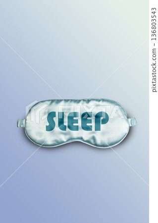 World Sleep day, Sleeping mask on light background with copy space. Vertical World Sleep day, Sleeping mask on light background with copy space. Vertical 136803543